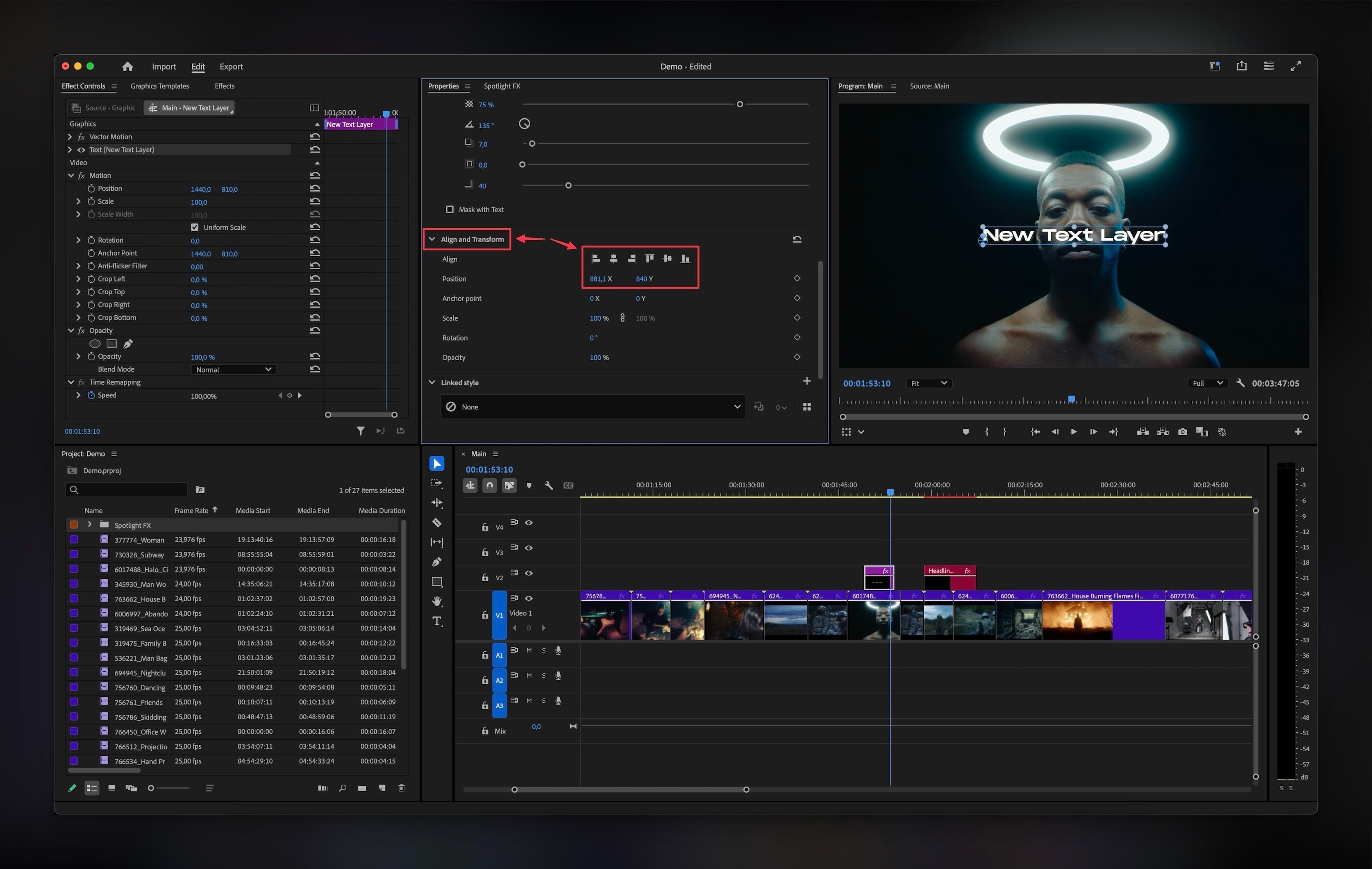 How to align and position your text with the Properties Panel
