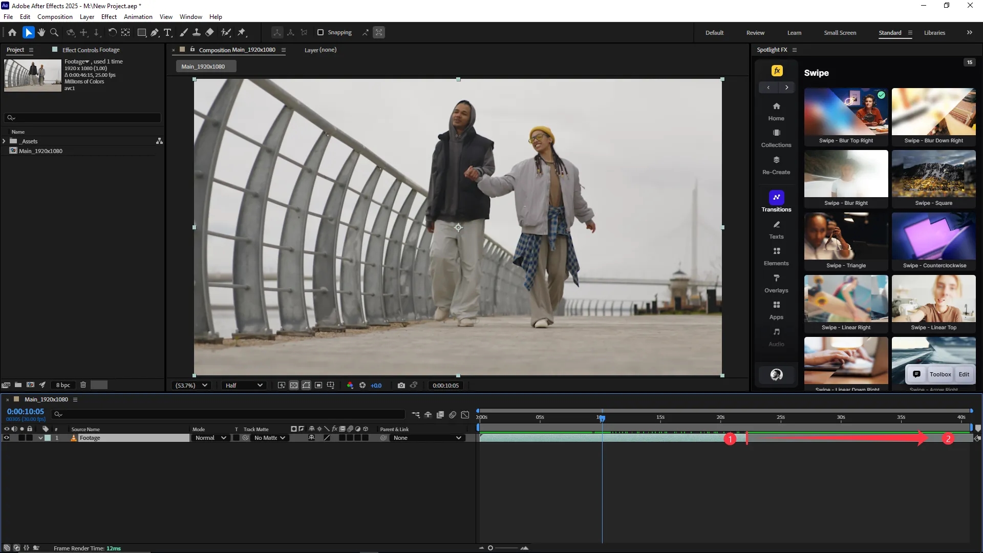 Timeline panel in Adobe After Effects showing a video layer extended to around 40 seconds, indicating the footage has been looped multiple times.