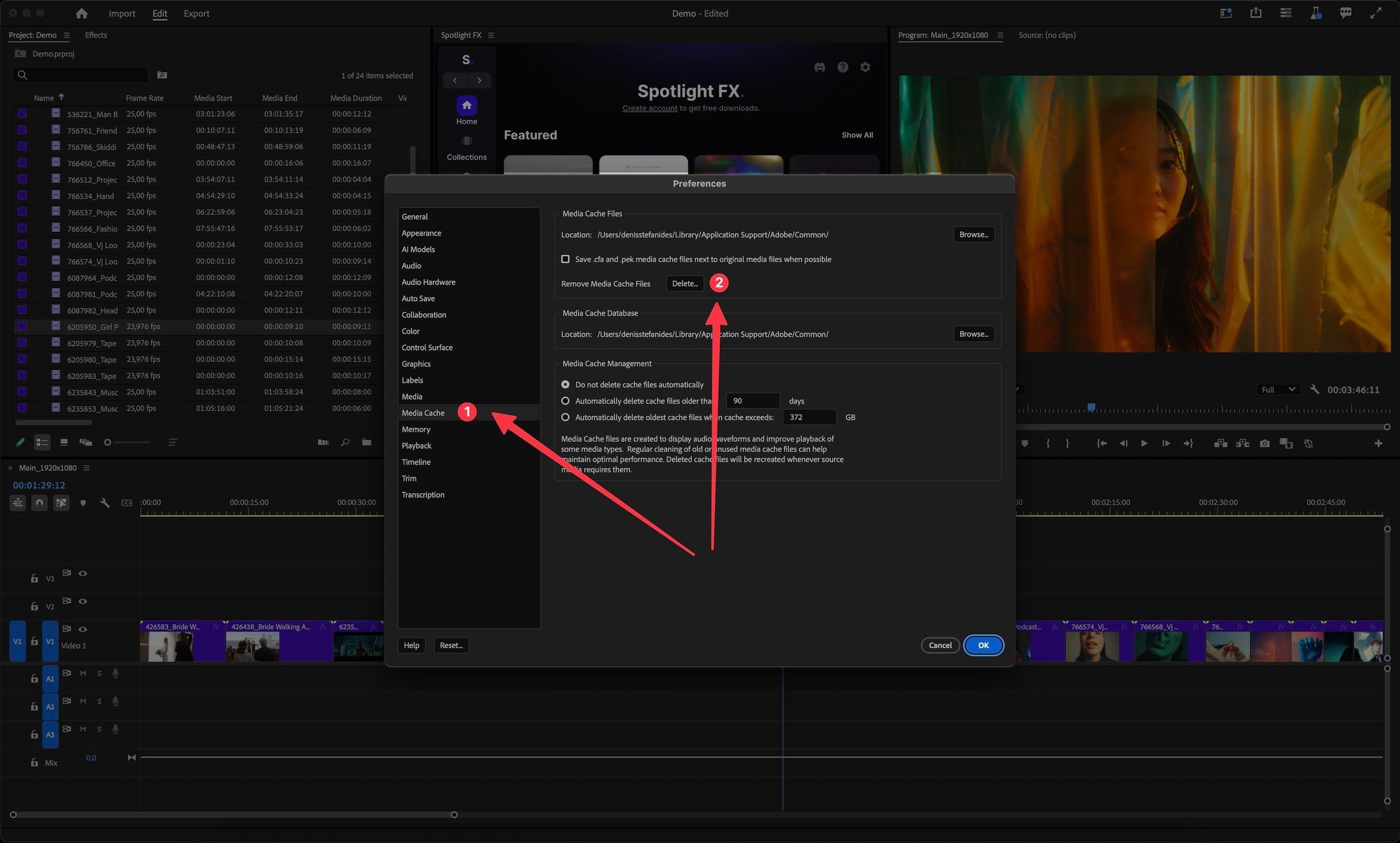 Deleting Media Cache Files in Premiere Pro 2025