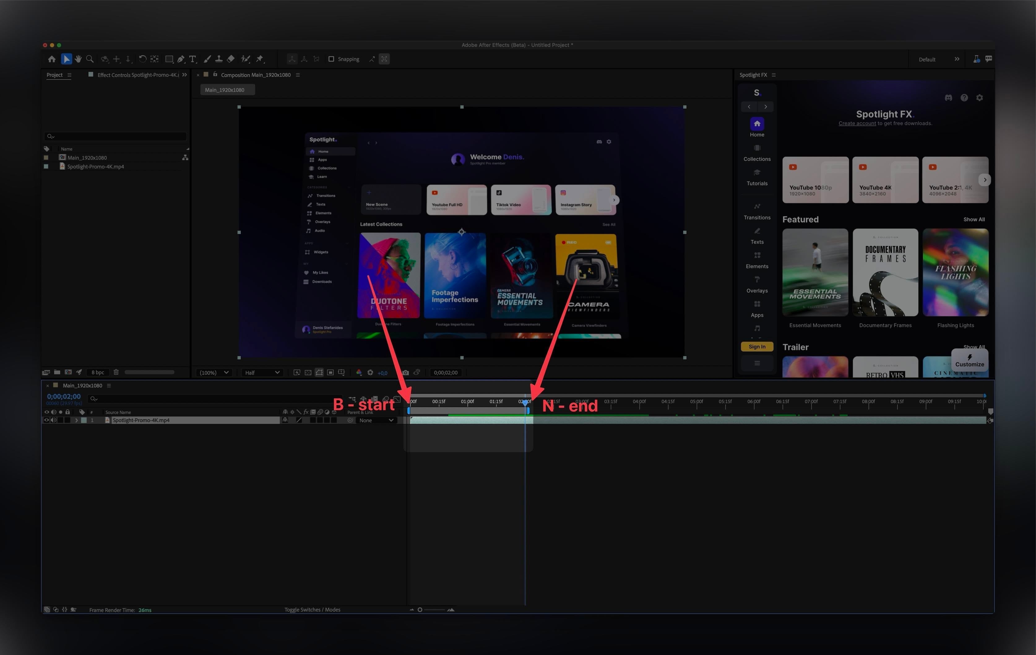 Setting In and Out points in After Effects