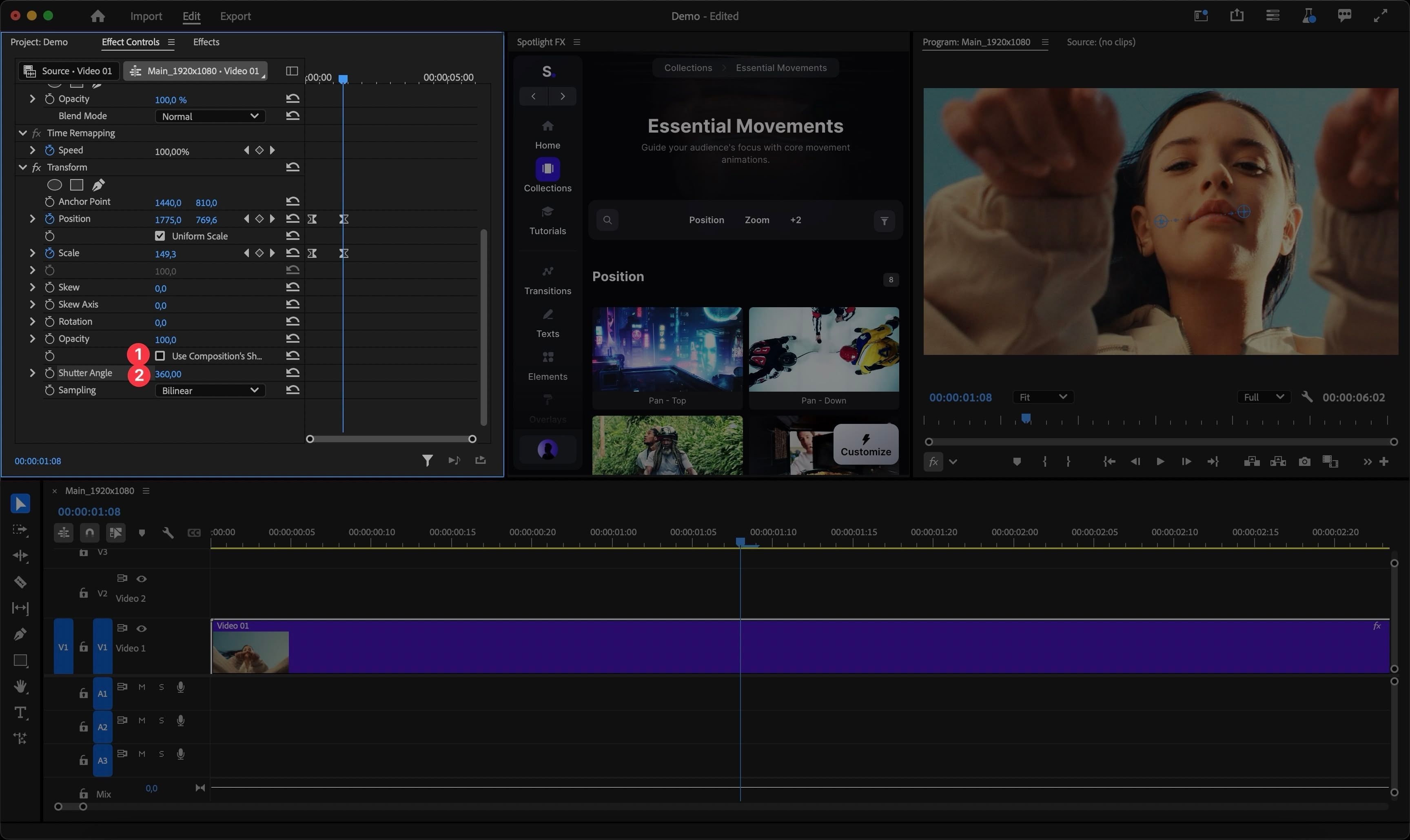 Adding Motion Blur for realistic movement