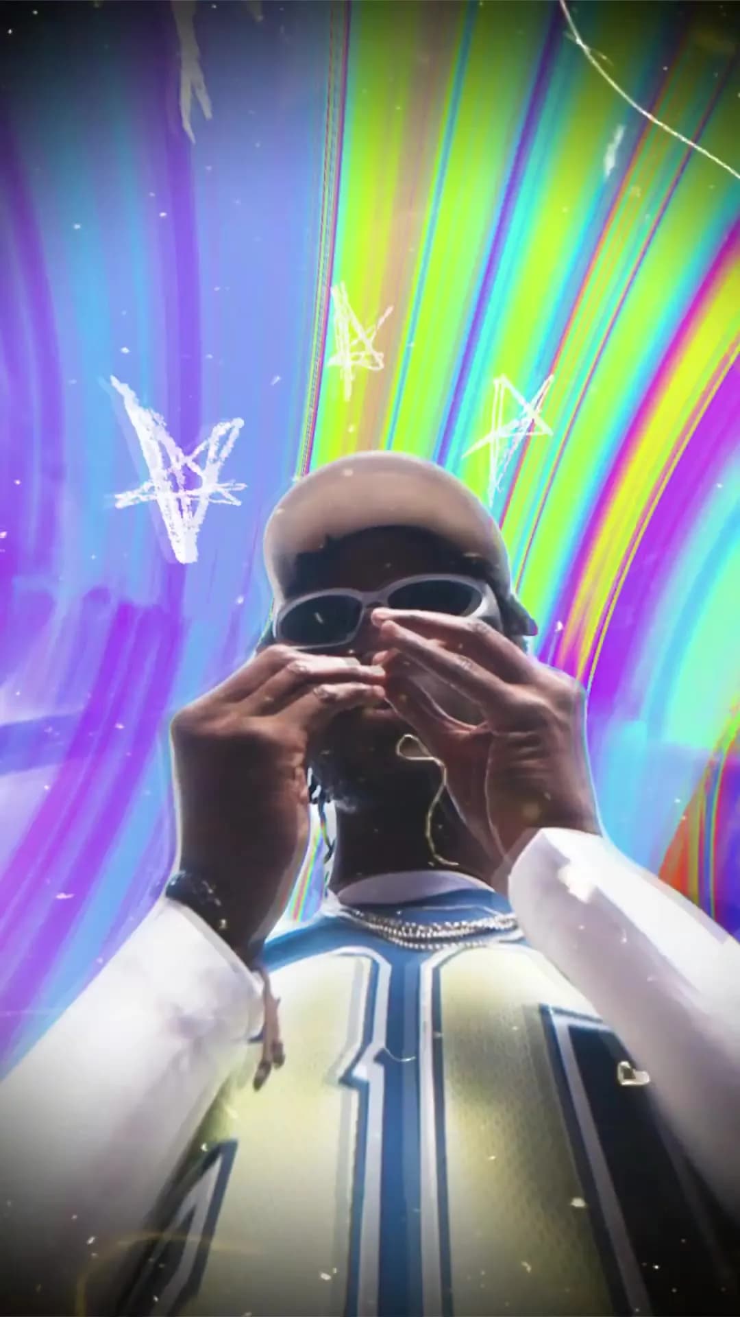 Colorful music video background with stars