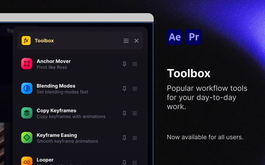 New toolbox panel in Spotlight FX