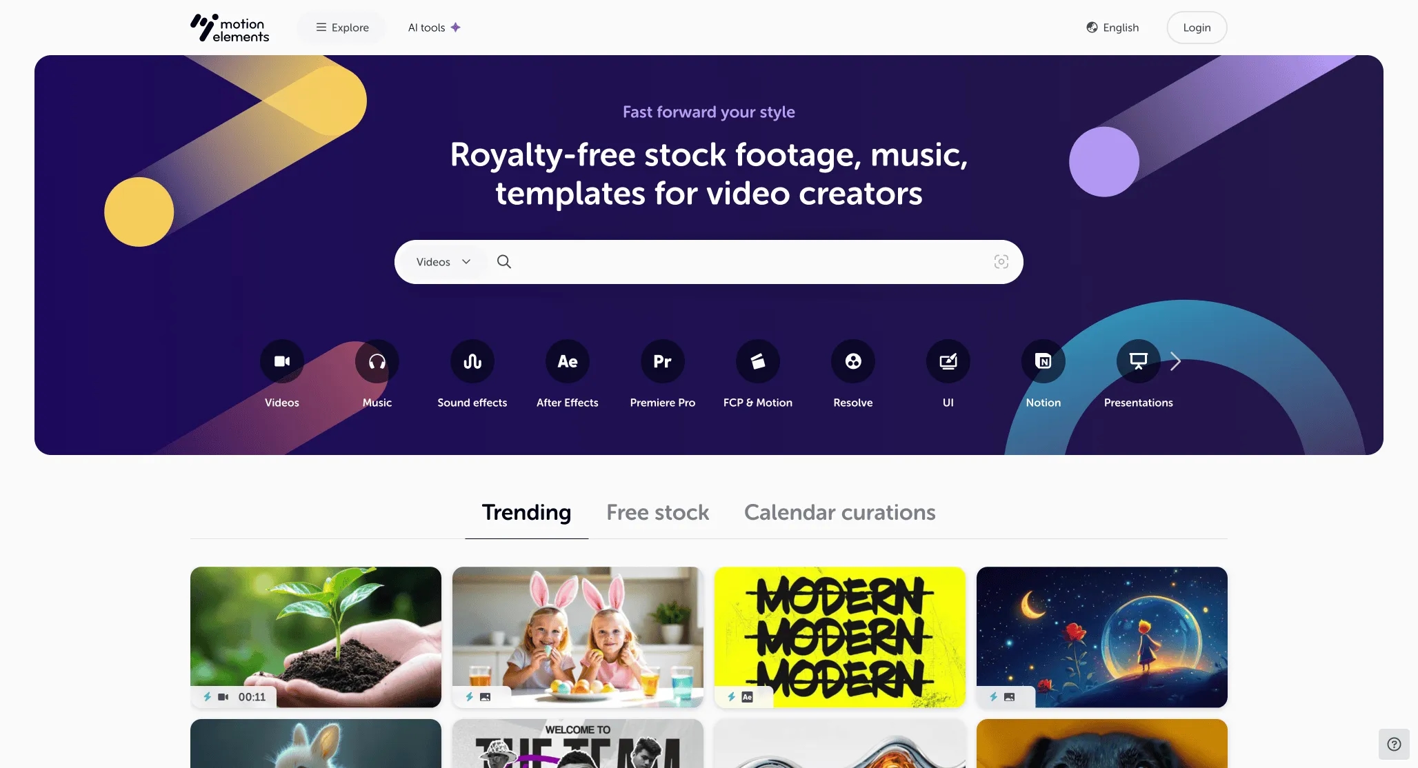 Motion Elements - Stock videos, After Effects templates, royalty-free music